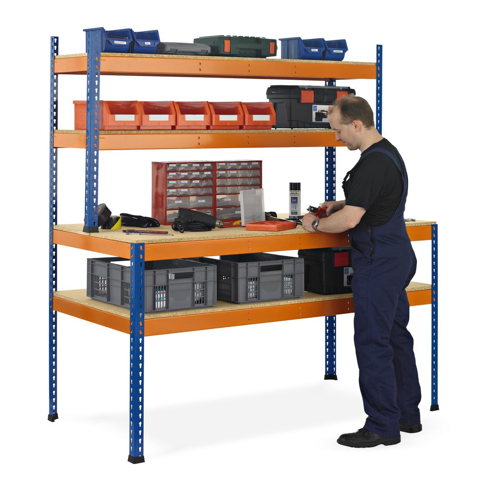 Imagen del producto: Mesa de taller SCHULTE con estructura, carga por estante 320 kg, H x An x Fo 1.981 / 990 x 1.536 x 763 / 316 mm