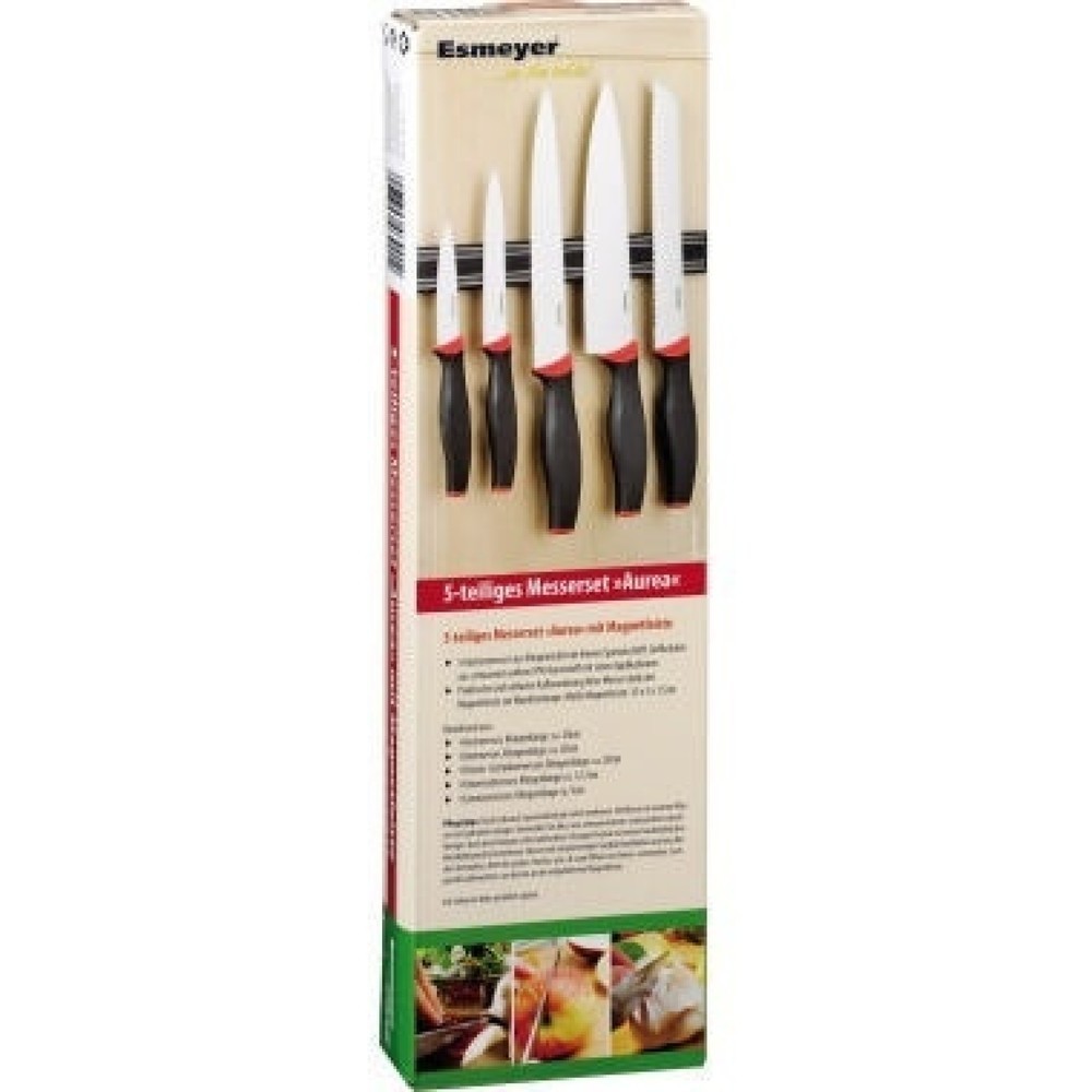 Produktabbildung: Esmeyer Messerset AUREA 291-423 5teilig Magnetleiste schwarz/rot