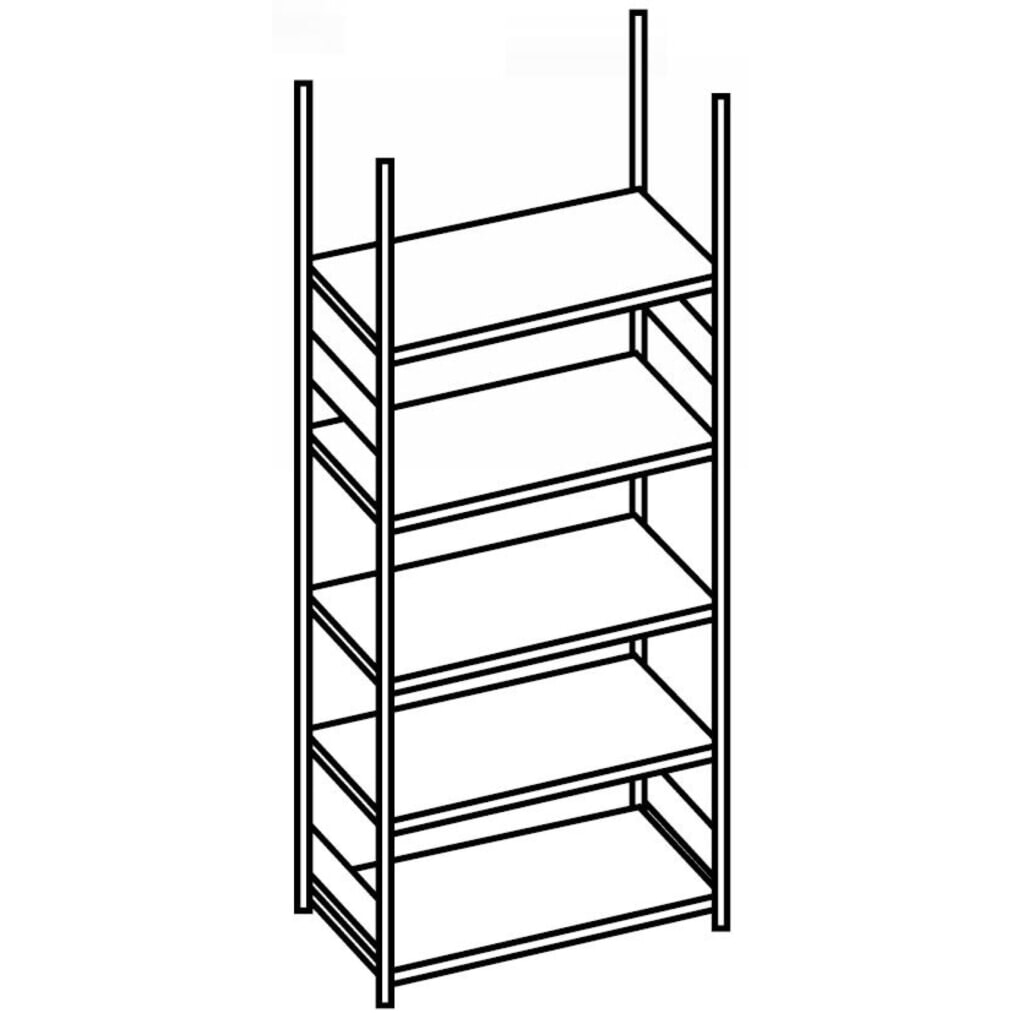 Produktabbildung Nr. 2: META Aktenregal GF, einseitig, ohne Abdeckboden, FL 80 kg, verzinkt, HxBxT 2.200 x 1.000 x 300 mm