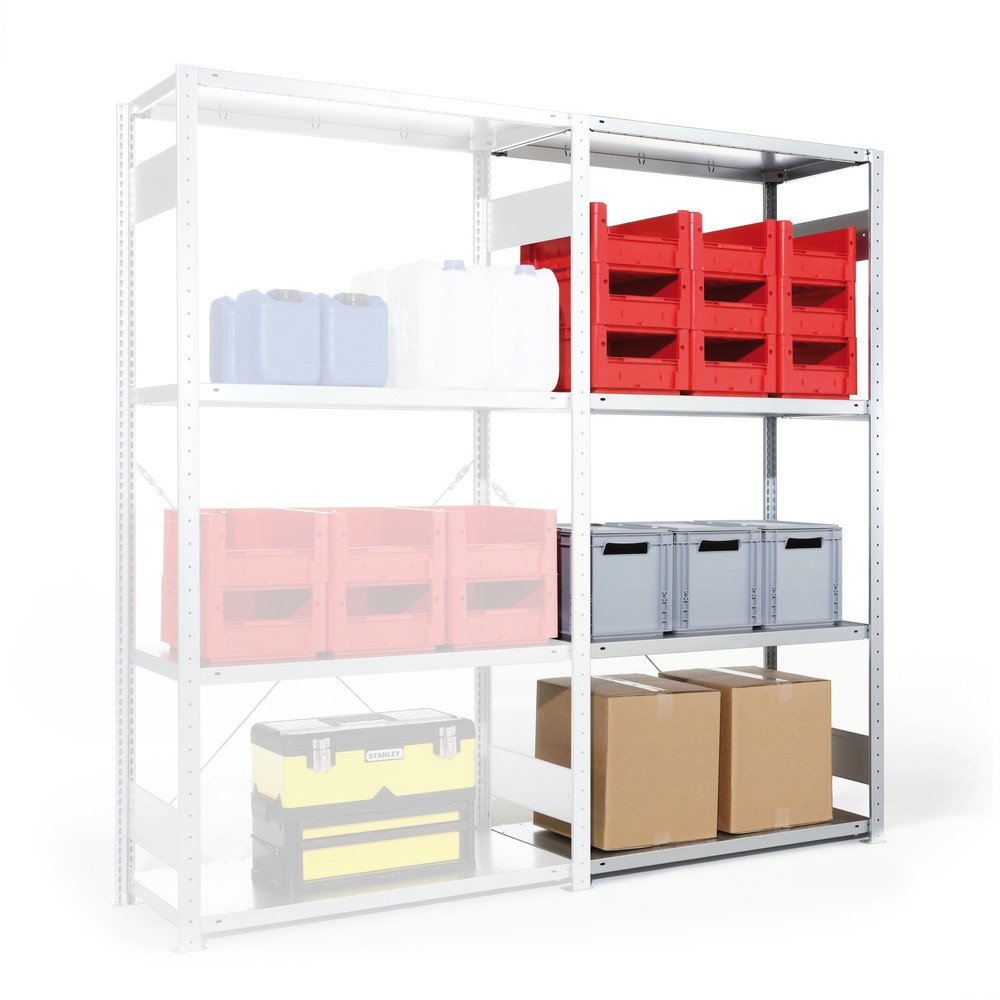 Produktabbildung: META Fachbodenregal CLIP S3, AF, Stecksystem, FL 100 kg, verzinkt, HxBxT 2.000 x 1.000 x 600 mm