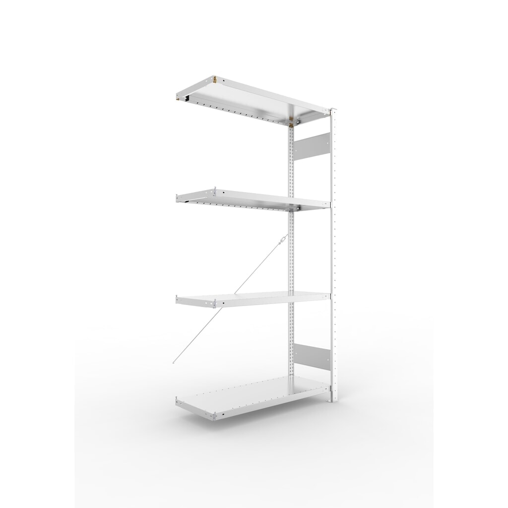 Produktabbildung: META Fachbodenregal CLIP SET, AF, FL 100 kg, verzinkt, 4 Böden, HxBxT 2.000 x 1.000 x 400 mm