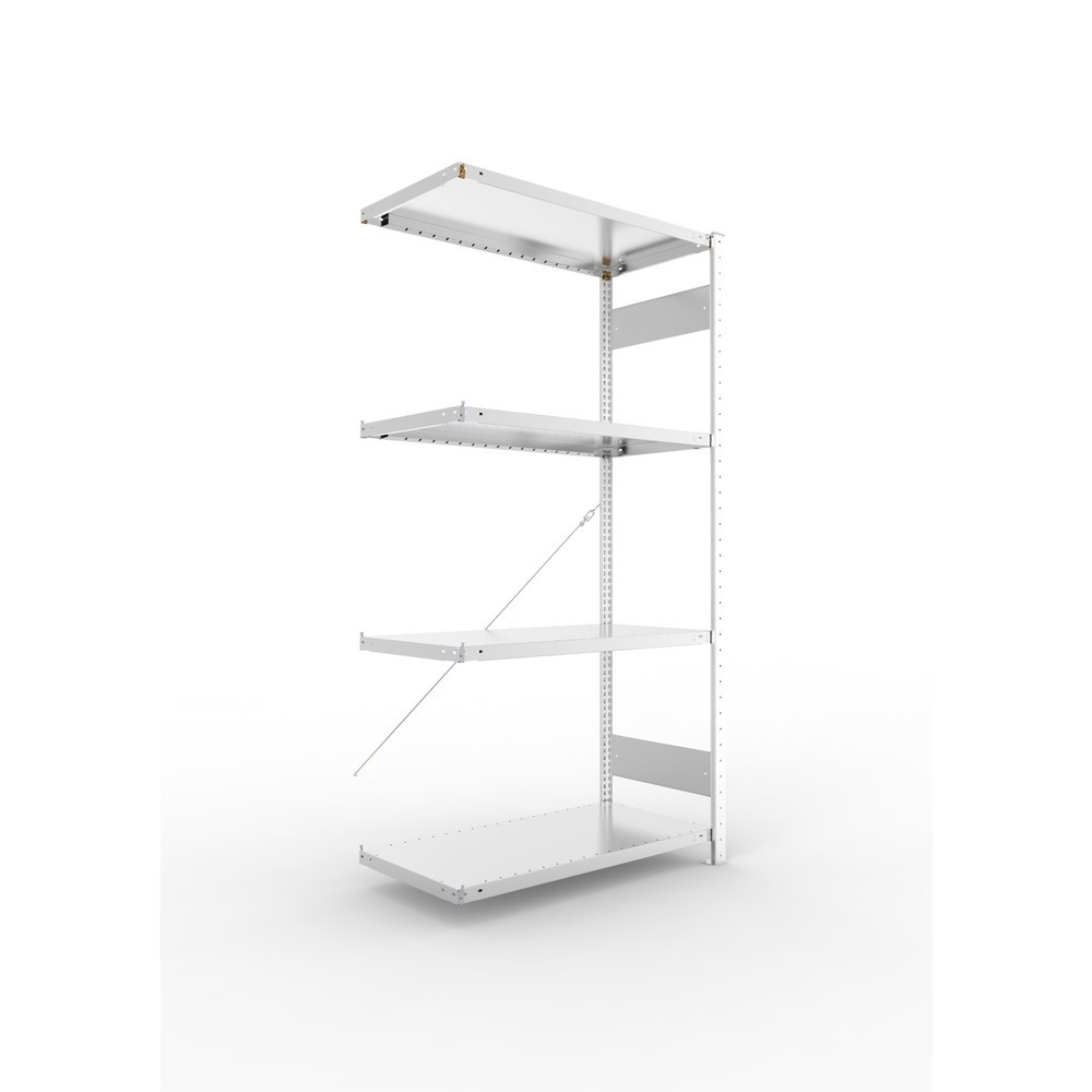 Produktabbildung: META Fachbodenregal CLIP SET, AF, FL 230 kg, verzinkt, 4 Böden, HxBxT 2.000 x 1.000 x 500 mm