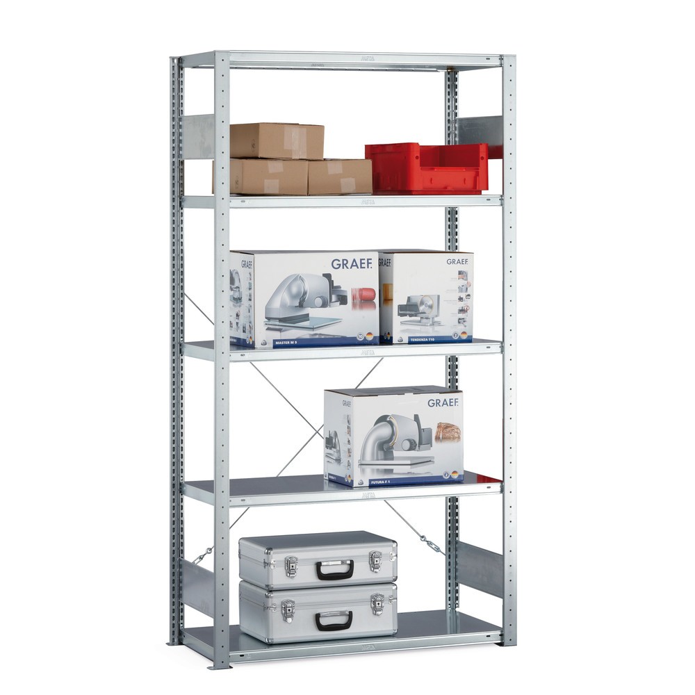 Produktabbildung: META Fachbodenregal lichtgrau, Fachlast 100 kg, HxBxT 2.500 x 1.056 x 536 mm