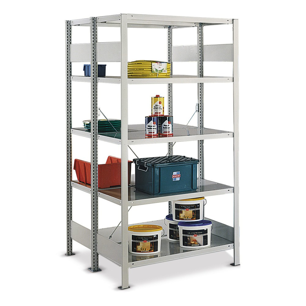 Produktabbildung: META Fachbodenregal, GF, doppelzeilig, FL 150 kg, lichtgrau, HxBxT 2.000 x 1.000 x 1.200 (2x600) mm
