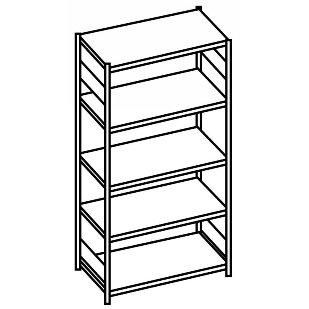 Produktabbildung Nr. 2: META Fachbodenregal verzinkt mit 5 Stahlblechböden, Fachlast 230 kg, HxBxT 2.000 x 1.056 x 336 mm