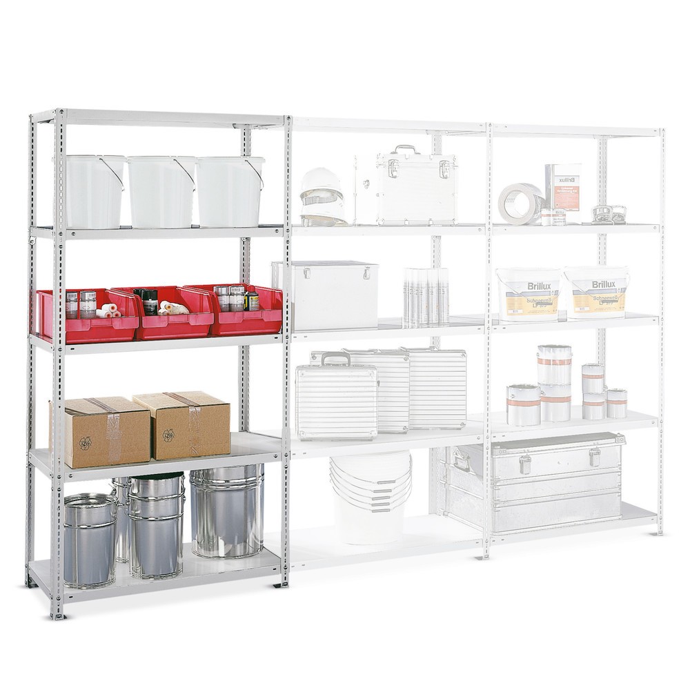 Produktabbildung: META Fachbodenregal Schraubsystem, AF, FL 100 kg, verzinkt, HxBxT 2.000 x 1.000 x 500 mm