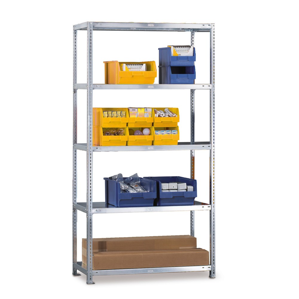 Produktabbildung: META Fachbodenregal Schraubsystem, GF, FL 80 kg, lichtgrau, HxBxT 2.000 x 1.000 x 500 mm