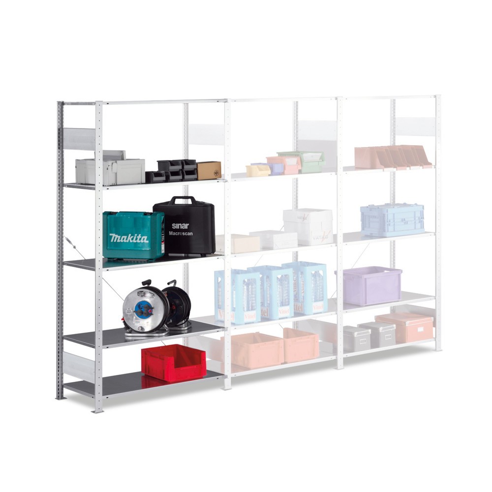 Produktabbildung: META Fachbodenregal Stecksystem, AF, FL 80 kg, HxBxT 2.000 x 1.000 x 400 mm