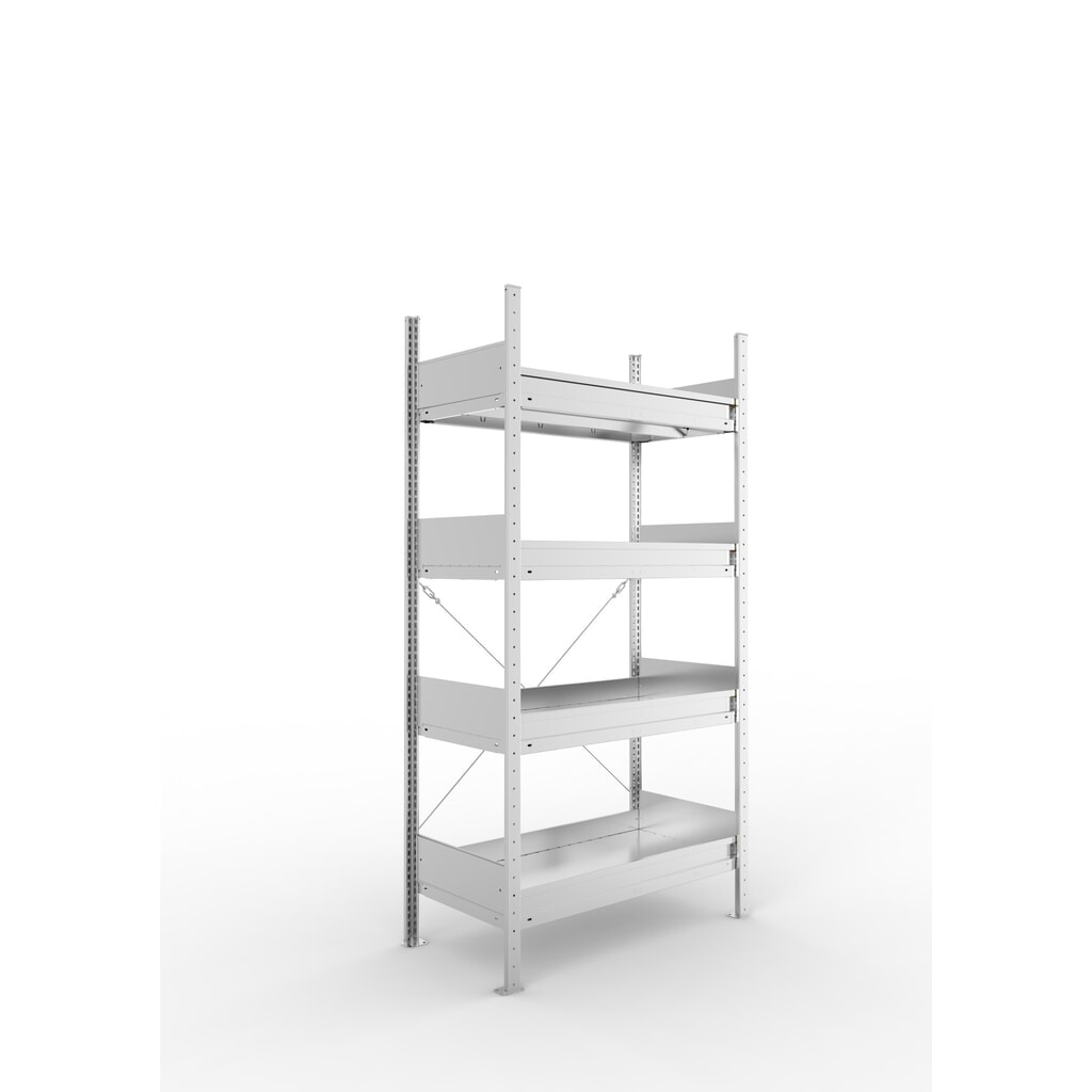 Produktabbildung: META Fachbodenregal verzinkt, Fachlast 330 kg, HxBxT 2.000 x 1.056 x 536 mm