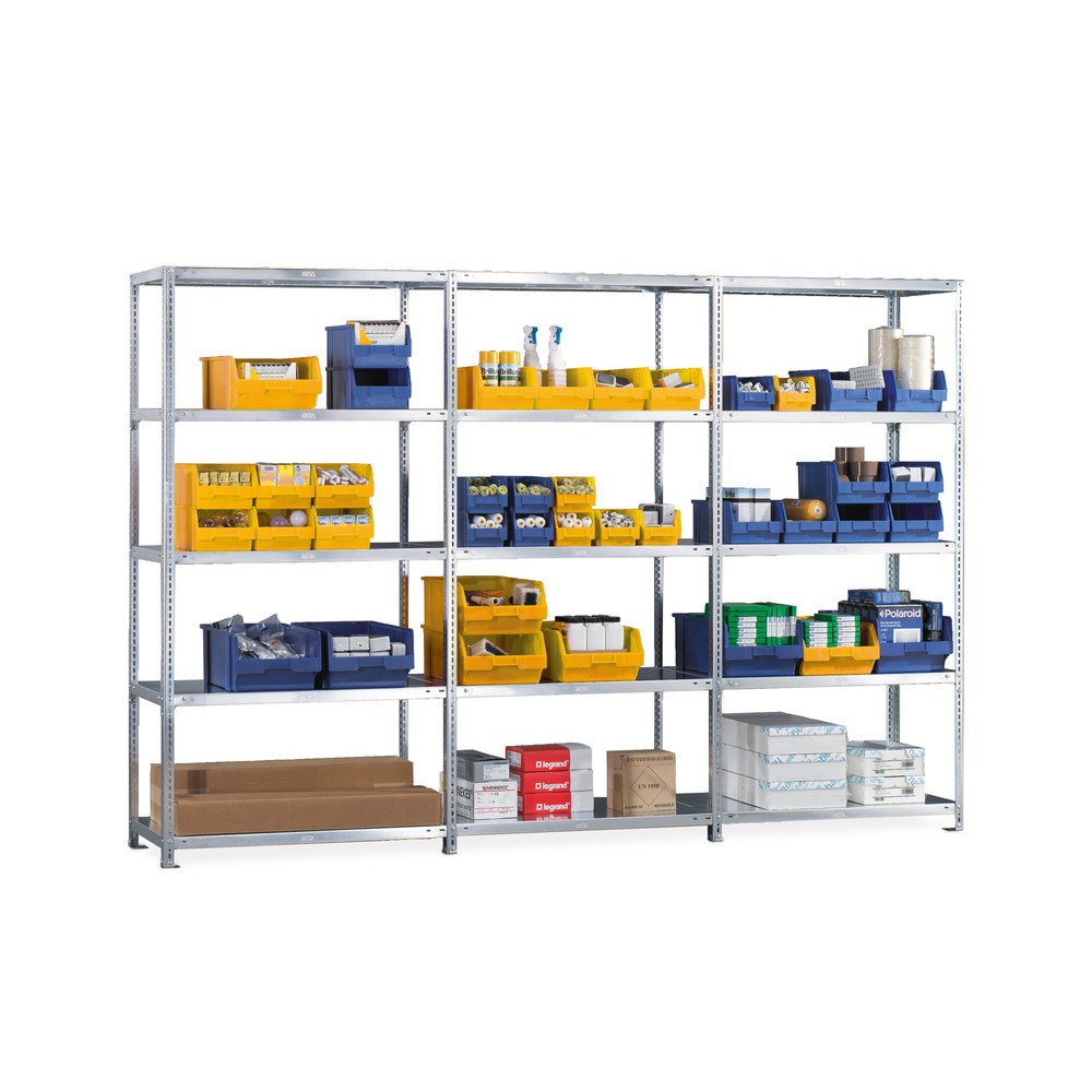 Produktabbildung: META Komplettpaket Fachbodenregal Schraubsystem, FL 80 kg, verzinkt, HxBxT 2.000 x 3.000 x 400 mm