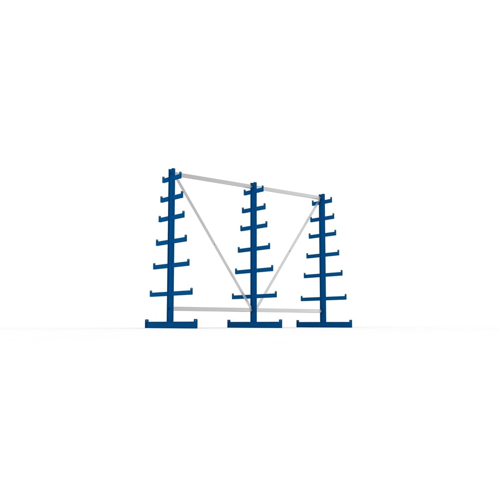 META Komplettpaket Kragarmregal, doppelseitig, Tragkraft pro Arm 150 kg, HxBxT 2.000 x 2.755 x 1.090 mm, 3 Ständer Produktabbildung Nr. 3: META Komplettpaket Kragarmregal, doppelseitig, Tragkraft pro Arm 150 kg, HxBxT 2.000 x 2.755 x 1.090 mm, 3 Ständer