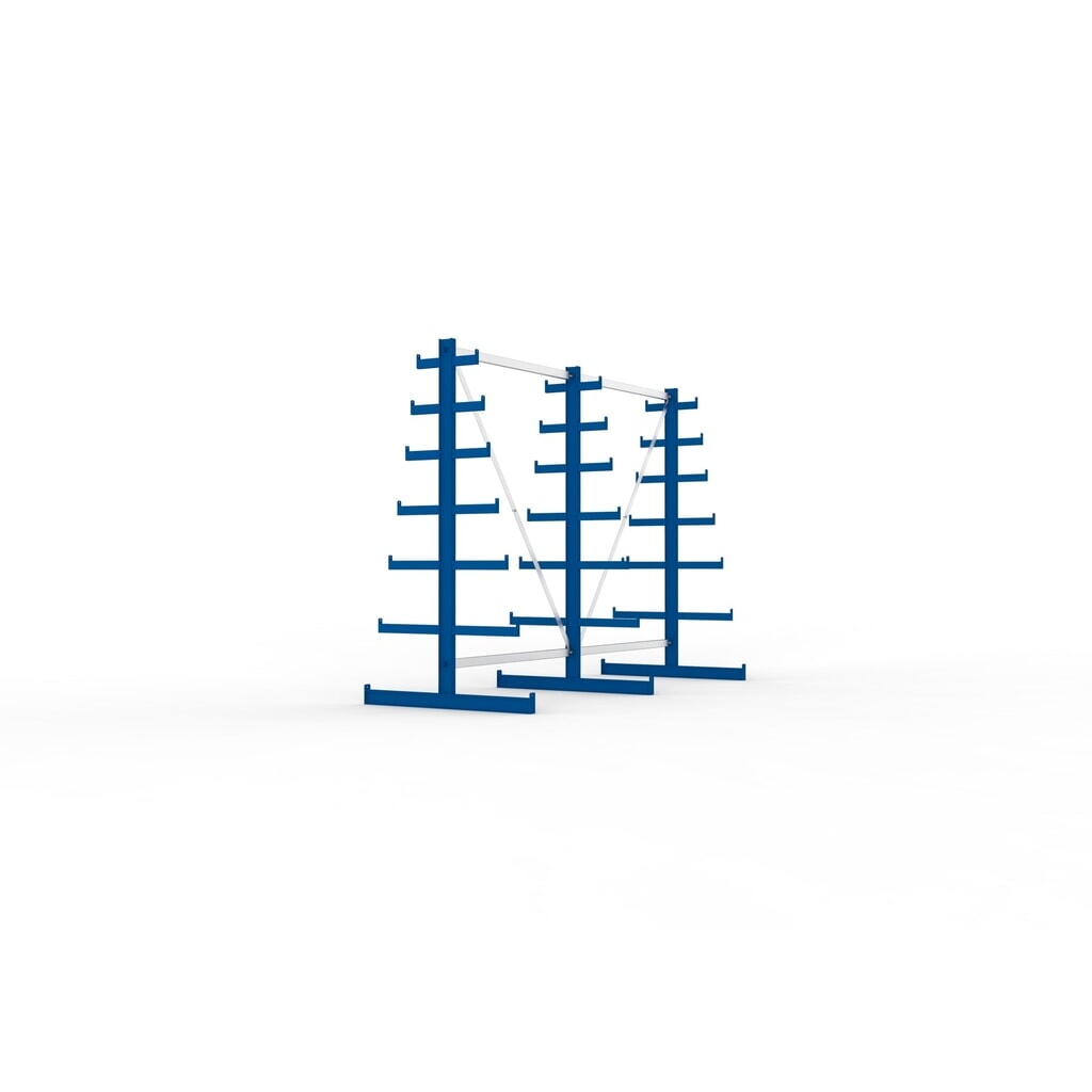 META Komplettpaket Kragarmregal, doppelseitig, Tragkraft pro Arm 150 kg, HxBxT 2.000 x 2.755 x 1.090 mm, 3 Ständer Produktabbildung Nr. 4: META Komplettpaket Kragarmregal, doppelseitig, Tragkraft pro Arm 150 kg, HxBxT 2.000 x 2.755 x 1.090 mm, 3 Ständer
