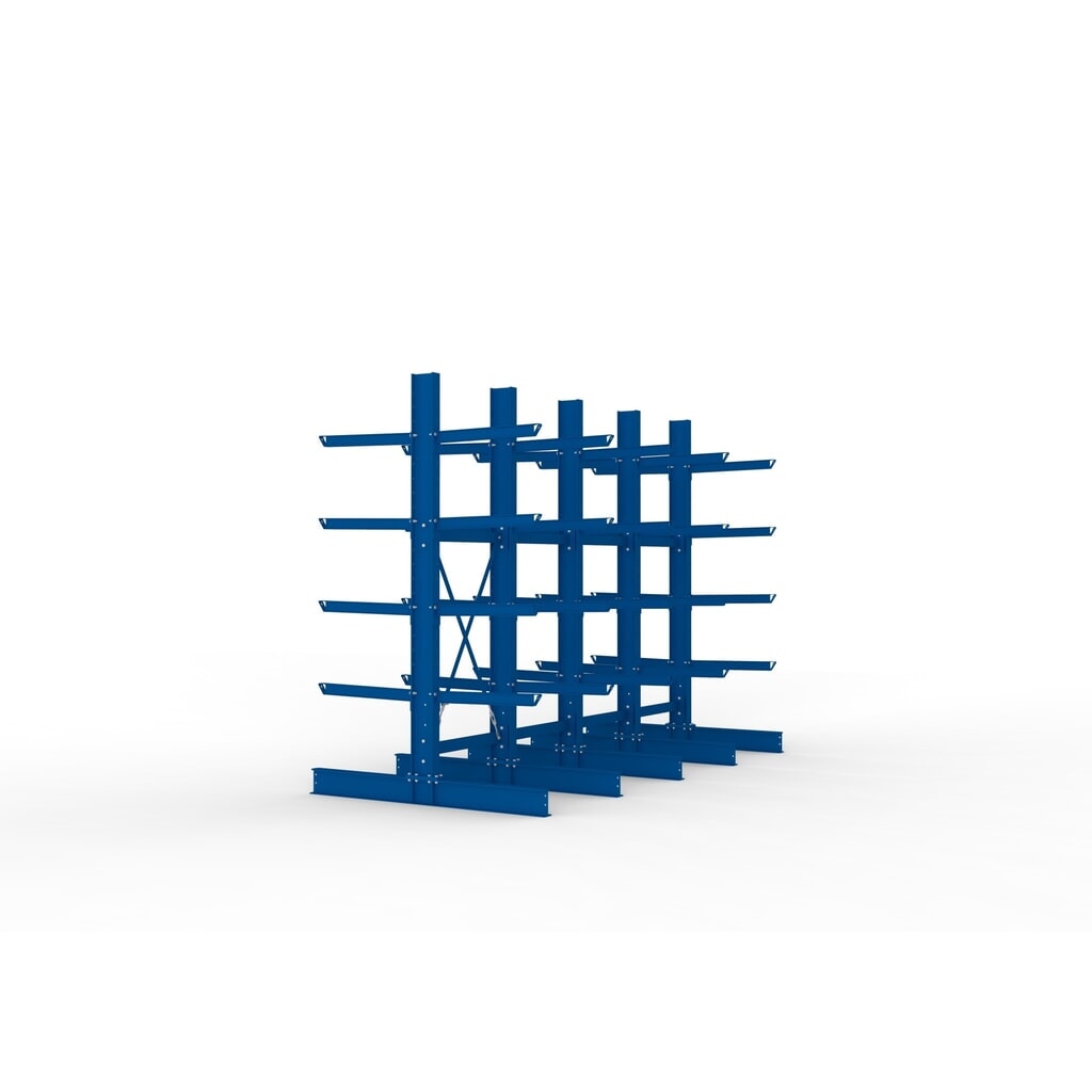 META Komplettpaket Schwerlast-Kragarmregal, doppelseitig, Tragkraft pro Arm 630 kg, HxBxT 3.000 x 4.090 x 2.000 mm, 5 Ständer Produktabbildung Nr. 4: META Komplettpaket Schwerlast-Kragarmregal, doppelseitig, Tragkraft pro Arm 630 kg, HxBxT 3.000 x 4.090 x 2.000 mm, 5 Ständer