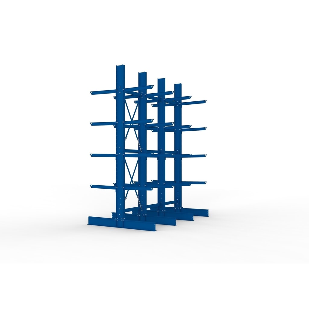 Produktabbildung Nr. 4: META Komplettpaket Schwerlast-Kragarmregal, doppelseitig, Tragkraft pro Arm 630 kg, HxBxT 4.000 x 3.100 x 2.020 mm, 4 Ständer