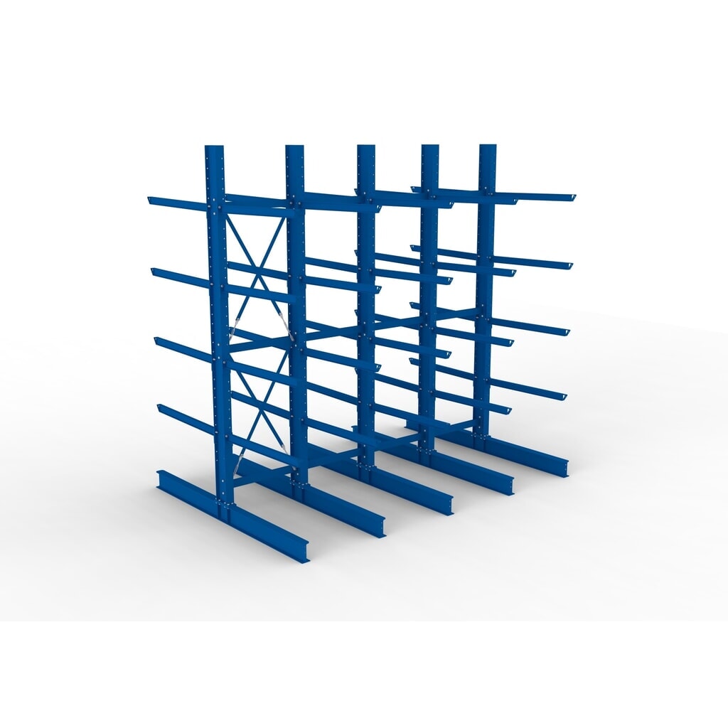 META Komplettpaket Schwerlast-Kragarmregal, doppelseitig, Tragkraft pro Arm 400 kg, HxBxT 4.000 x 4.100 x 2.920 mm, 5 Ständer Produktabbildung Nr. 2: META Komplettpaket Schwerlast-Kragarmregal, doppelseitig, Tragkraft pro Arm 400 kg, HxBxT 4.000 x 4.100 x 2.920 mm, 5 Ständer