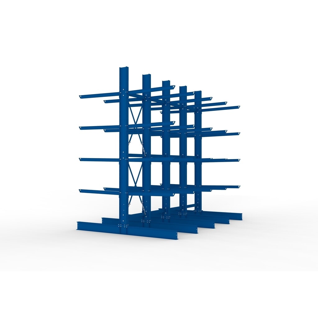 Produktabbildung Nr. 4: META Komplettpaket Schwerlast-Kragarmregal, doppelseitig, Tragkraft pro Arm 400 kg, HxBxT 4.000 x 4.100 x 2.920 mm, 5 Ständer