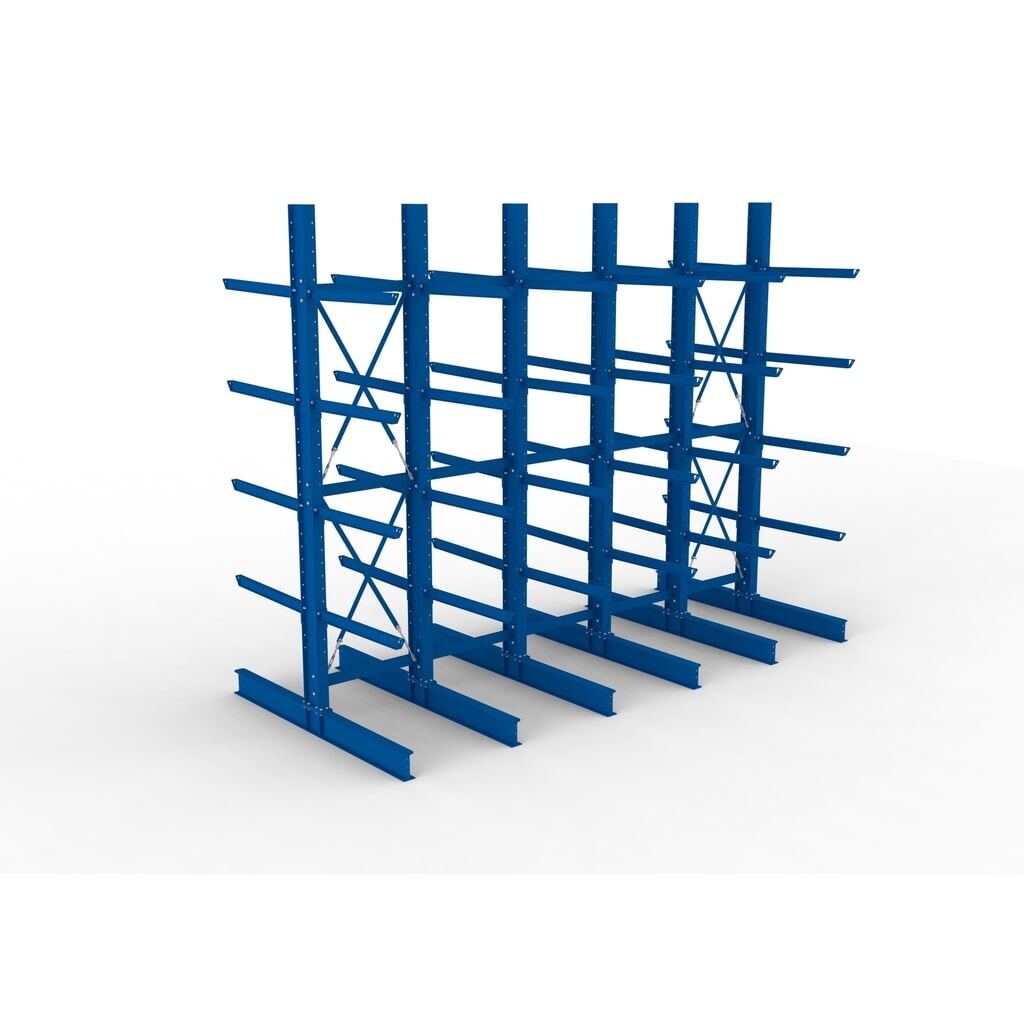 META Komplettpaket Schwerlast-Kragarmregal, doppelseitig, Tragkraft pro Arm 505 kg, HxBxT 4.000 x 5.100 x 2.420 mm, 6 Ständer Produktabbildung Nr. 2: META Komplettpaket Schwerlast-Kragarmregal, doppelseitig, Tragkraft pro Arm 505 kg, HxBxT 4.000 x 5.100 x 2.420 mm, 6 Ständer