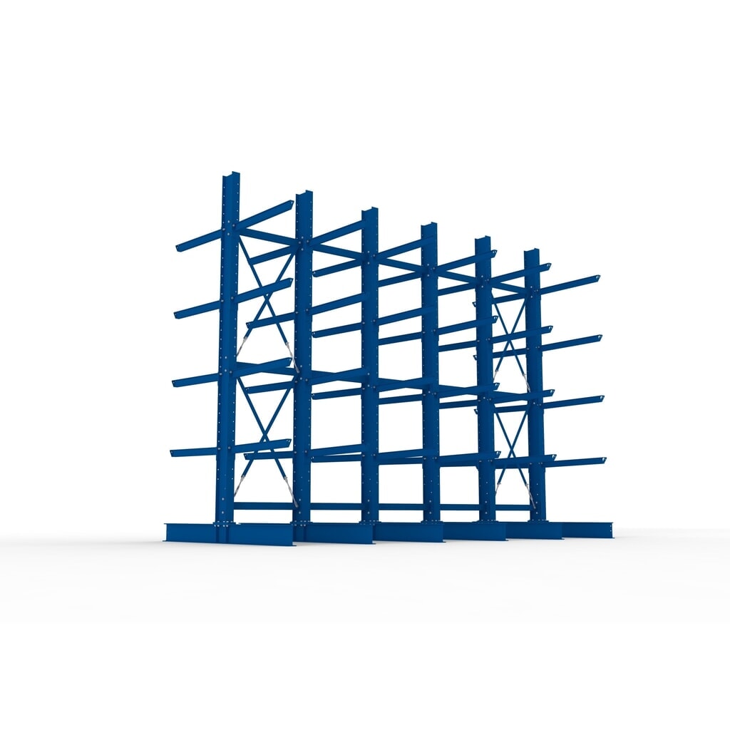 META Komplettpaket Schwerlast-Kragarmregal, doppelseitig, Tragkraft pro Arm 505 kg, HxBxT 4.000 x 5.100 x 2.420 mm, 6 Ständer Produktabbildung Nr. 3: META Komplettpaket Schwerlast-Kragarmregal, doppelseitig, Tragkraft pro Arm 505 kg, HxBxT 4.000 x 5.100 x 2.420 mm, 6 Ständer