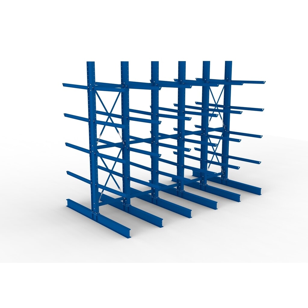 META Komplettpaket Schwerlast-Kragarmregal, doppelseitig, Tragkraft pro Arm 400 kg, HxBxT 4.000 x 5.100 x 2.920 mm, 6 Ständer Produktabbildung Nr. 2: META Komplettpaket Schwerlast-Kragarmregal, doppelseitig, Tragkraft pro Arm 400 kg, HxBxT 4.000 x 5.100 x 2.920 mm, 6 Ständer