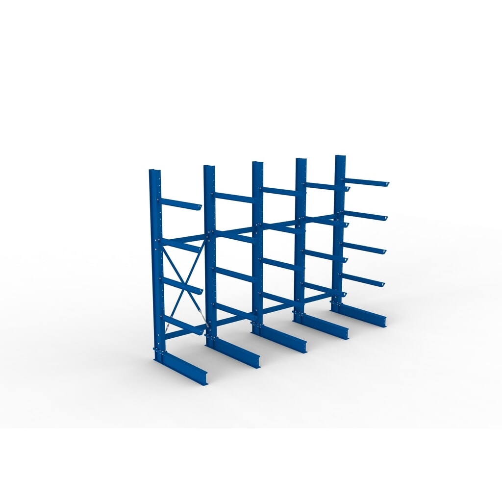META Komplettpaket Schwerlast-Kragarmregal, einseitig, Tragkraft pro Arm 505 kg, HxBxT 3.000 x 4.090 x 1.355 mm, 5 Ständer Produktabbildung Nr. 2: META Komplettpaket Schwerlast-Kragarmregal, einseitig, Tragkraft pro Arm 505 kg, HxBxT 3.000 x 4.090 x 1.355 mm, 5 Ständer