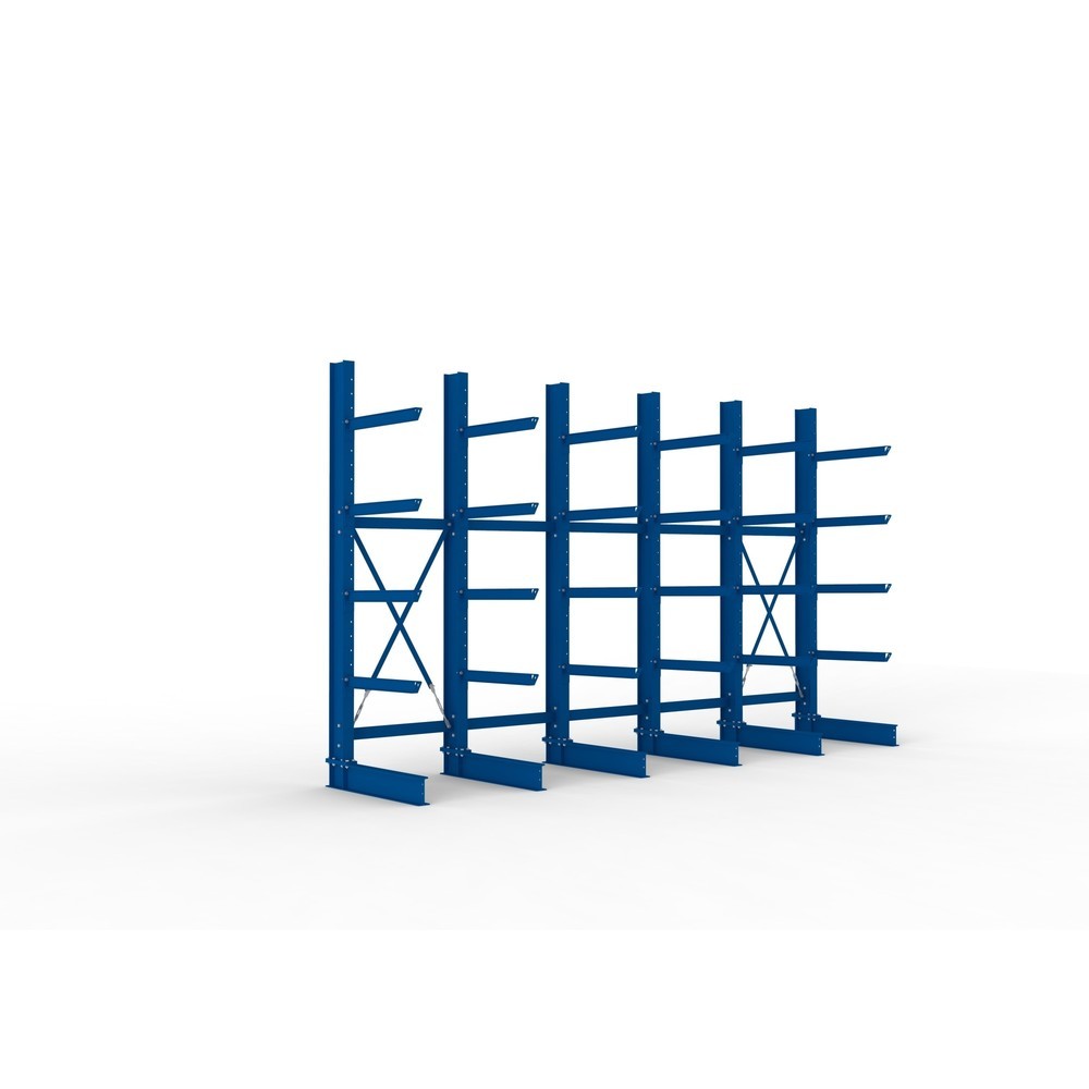 Produktabbildung: META Komplettpaket Schwerlast-Kragarmregal, einseitig, Tragkraft pro Arm 630 kg, HxBxT 3.000 x 5.090 x 1.135 mm, 6 Ständer