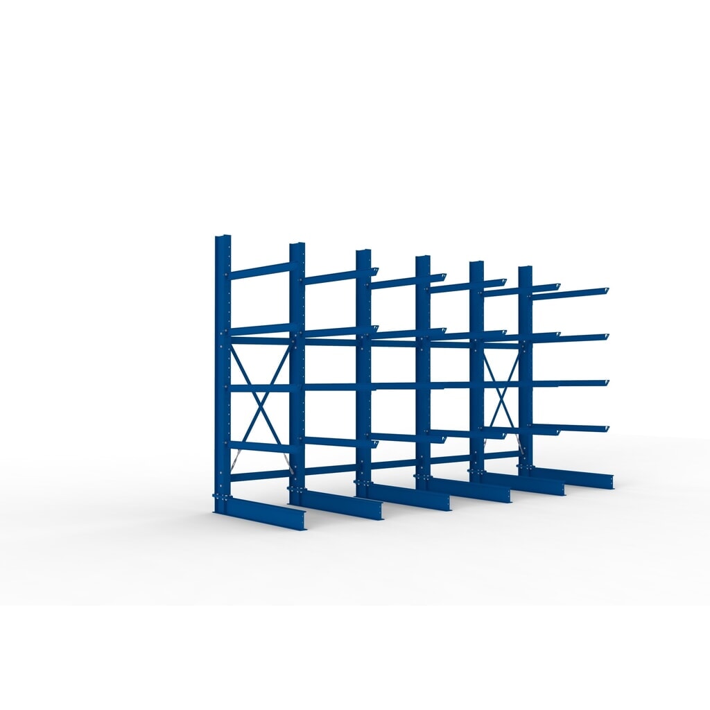 Produktabbildung: META Komplettpaket Schwerlast-Kragarmregal, einseitig, Tragkraft pro Arm 400 kg, HxBxT 3.000 x 5.090 x 1.585 mm, 6 Ständer