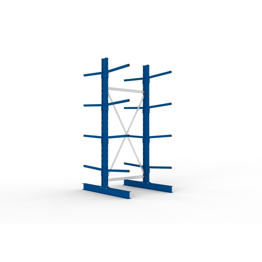 Produktabbildung: META Kragarmregal Grundfeld, doppelseitig, Tragkraft pro Arm 140 kg, HxBxT 2.500 x 1.094 x 1.420 mm
