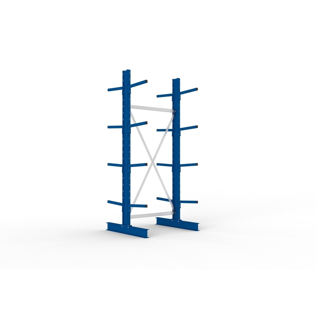 Produktabbildung: META Kragarmregal Grundfeld, doppelseitig, Tragkraft pro Arm 220 kg, HxBxT 2.500 x 1.094 x 1.020 mm