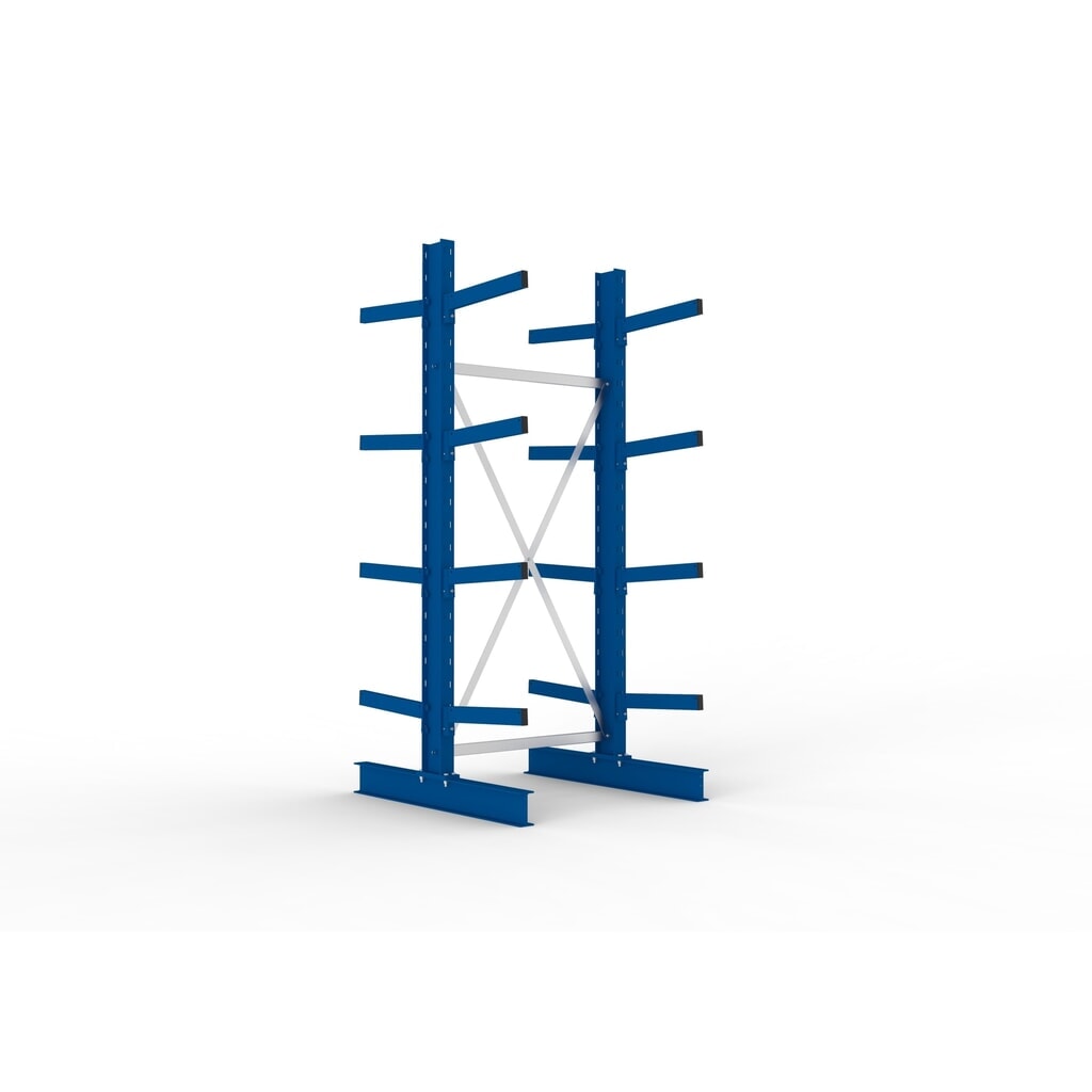 Produktabbildung: META Kragarmregal Grundfeld, doppelseitig, Tragkraft pro Arm 430 kg, HxBxT 2.500 x 1.103 x 1.240 mm