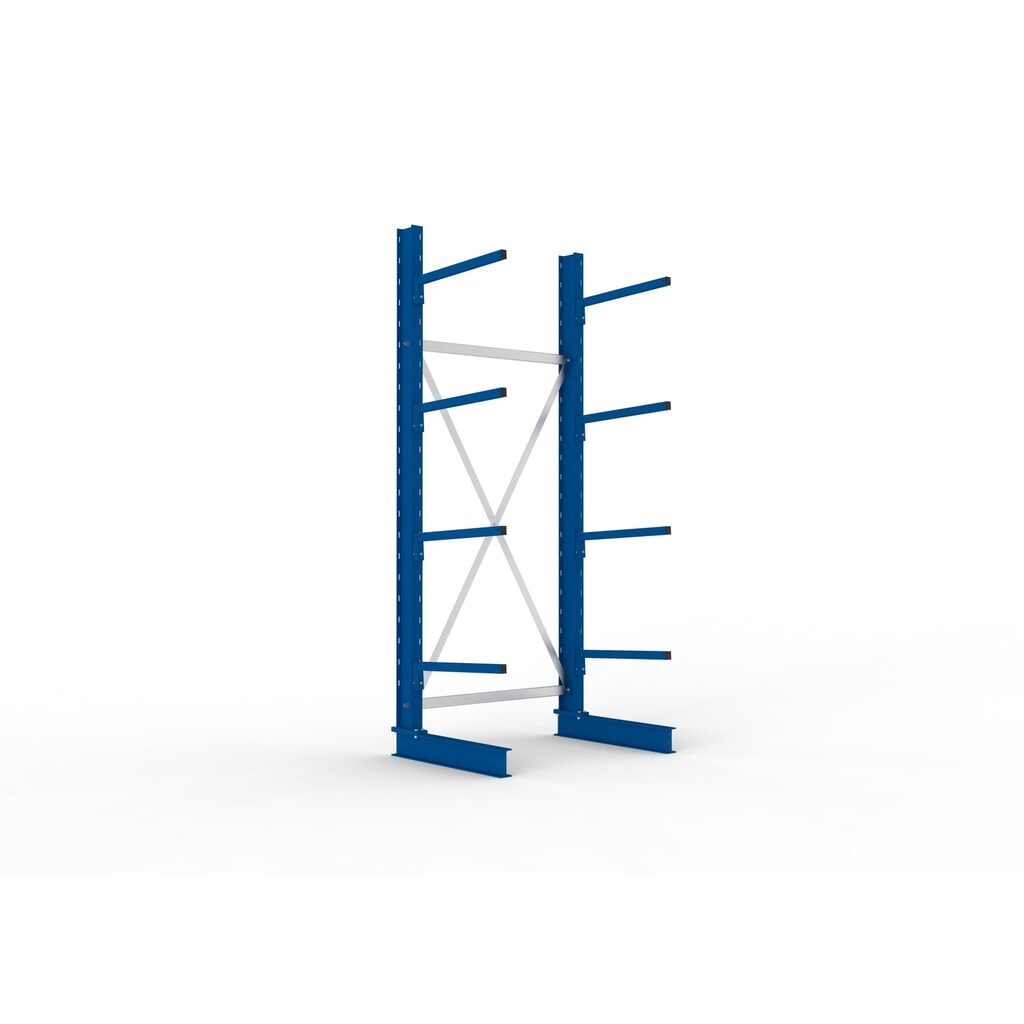 Produktabbildung: META Kragarmregal Grundfeld, einseitig, Tragkraft pro Arm 140 kg, HxBxT 2.500 x 1.094 x 810 mm