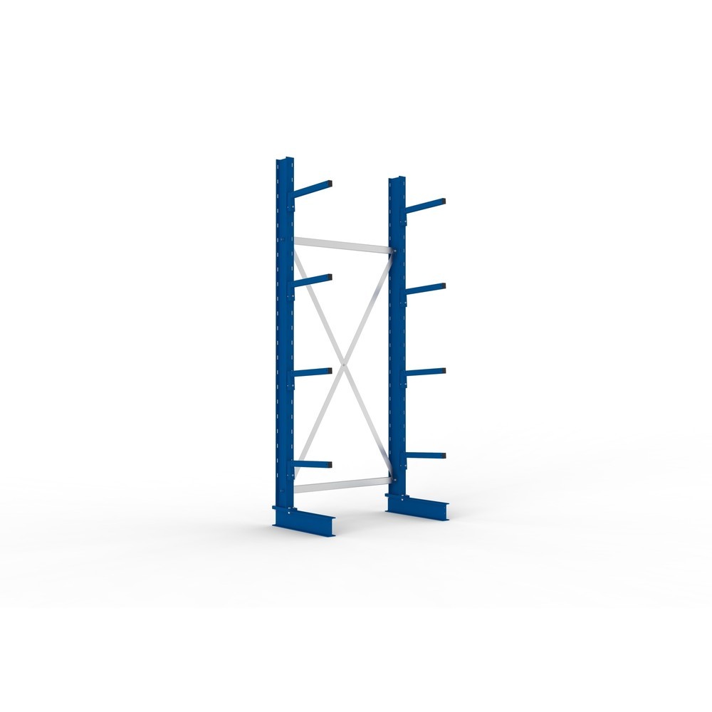 Produktabbildung: META Kragarmregal Grundfeld, einseitig, Tragkraft pro Arm 220 kg, HxBxT 2.500 x 1.094 x 610 mm