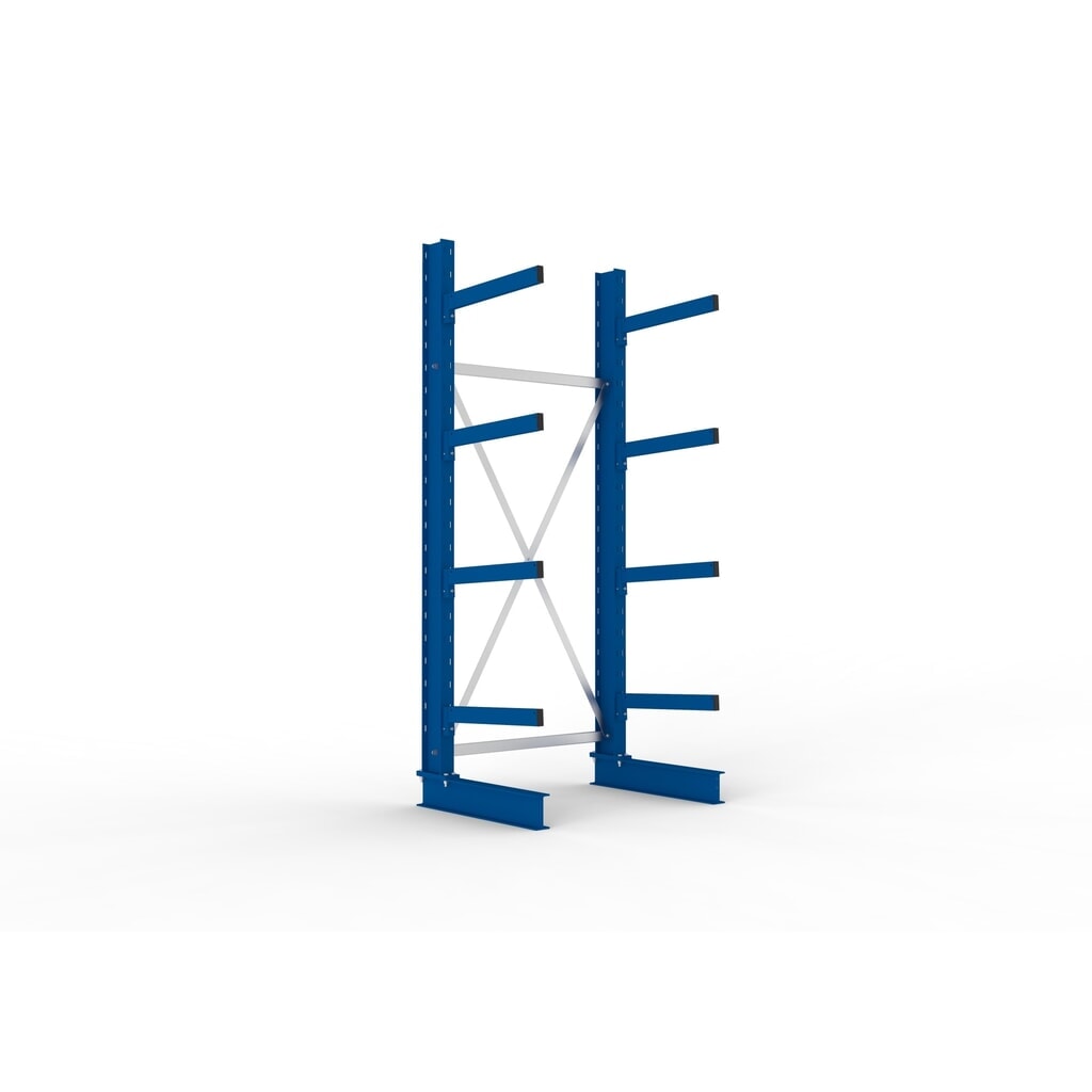Produktabbildung: META Kragarmregal Grundfeld, einseitig, Tragkraft pro Arm 355 kg, HxBxT 2.500 x 1.103 x 830 mm