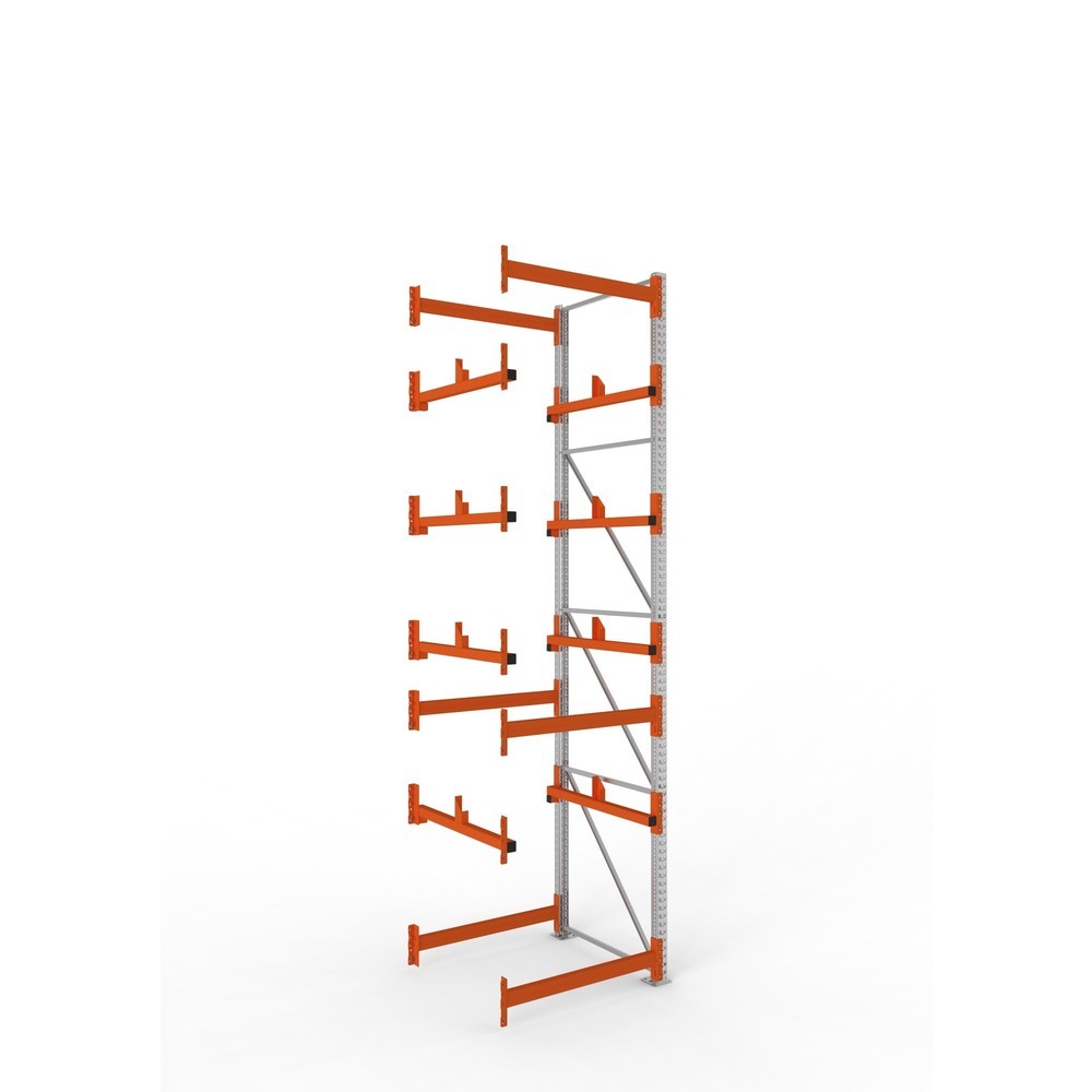Produktabbildung Nr. 1: META MULTIPAL Kabeltrommelregal Typ 1, AF, HxBxT 4.400 x 1.100 x 1.100 mm, verzinkt, RAL 2001 rotorange, mit 4 Trommelaufnahmen, ohne Achsen, mit Kabeltrommelauflage