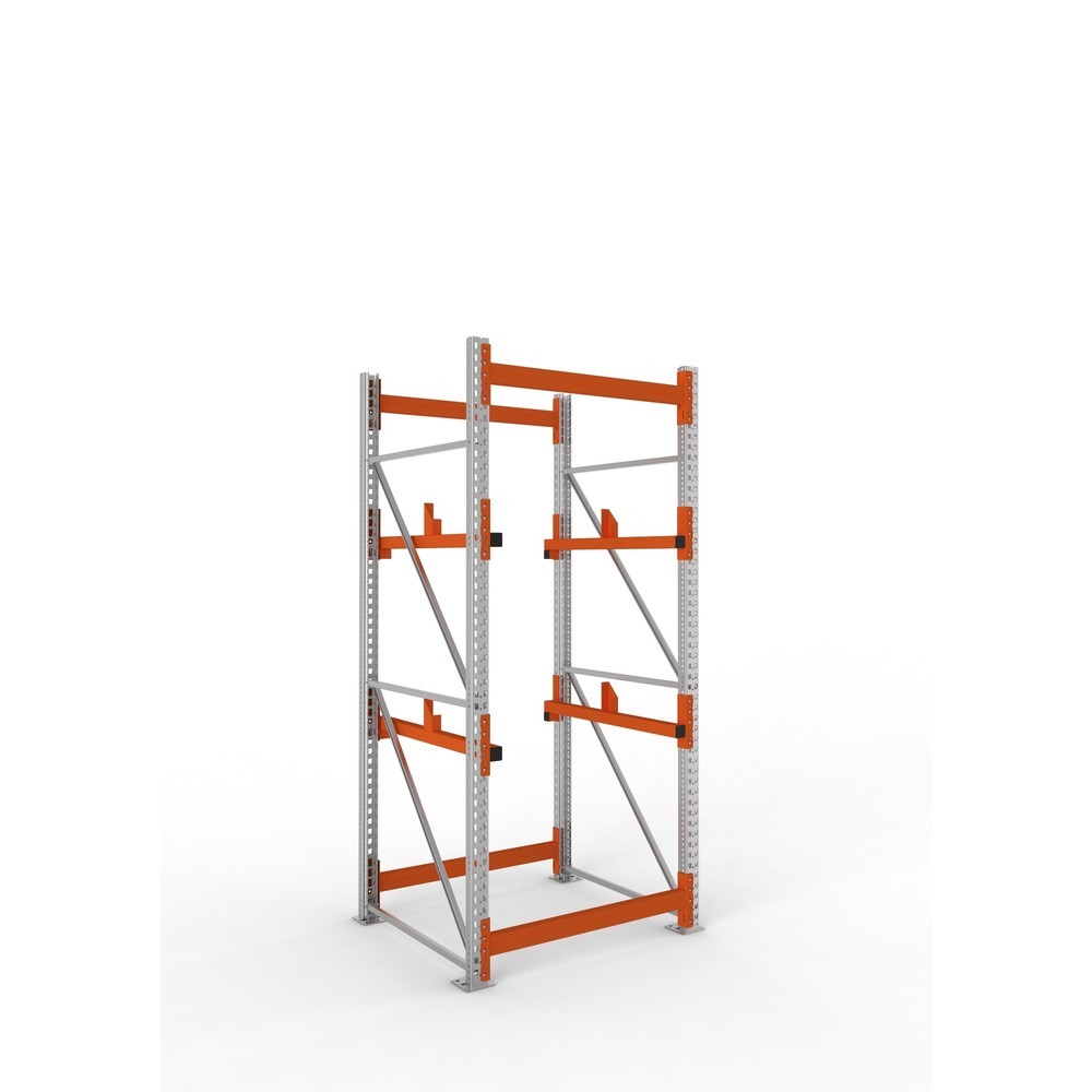 Produktabbildung Nr. 1: META MULTIPAL Kabeltrommelregal Typ 1, GF, HxBxT 2.700 x 1.100 x 1.100 mm, verzinkt, RAL 2001 rotorange, mit 2 Trommelaufnahmen, ohne Achsen, mit Kabeltrommelauflage