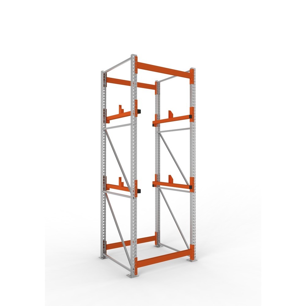 Produktabbildung Nr. 1: META MULTIPAL Kabeltrommelregal Typ 1, GF, HxBxT 3.300 x 1.100 x 1.100 mm, verzinkt, RAL 2001 rotorange, mit 2 Trommelaufnahmen, ohne Achsen, mit Kabeltrommelauflage