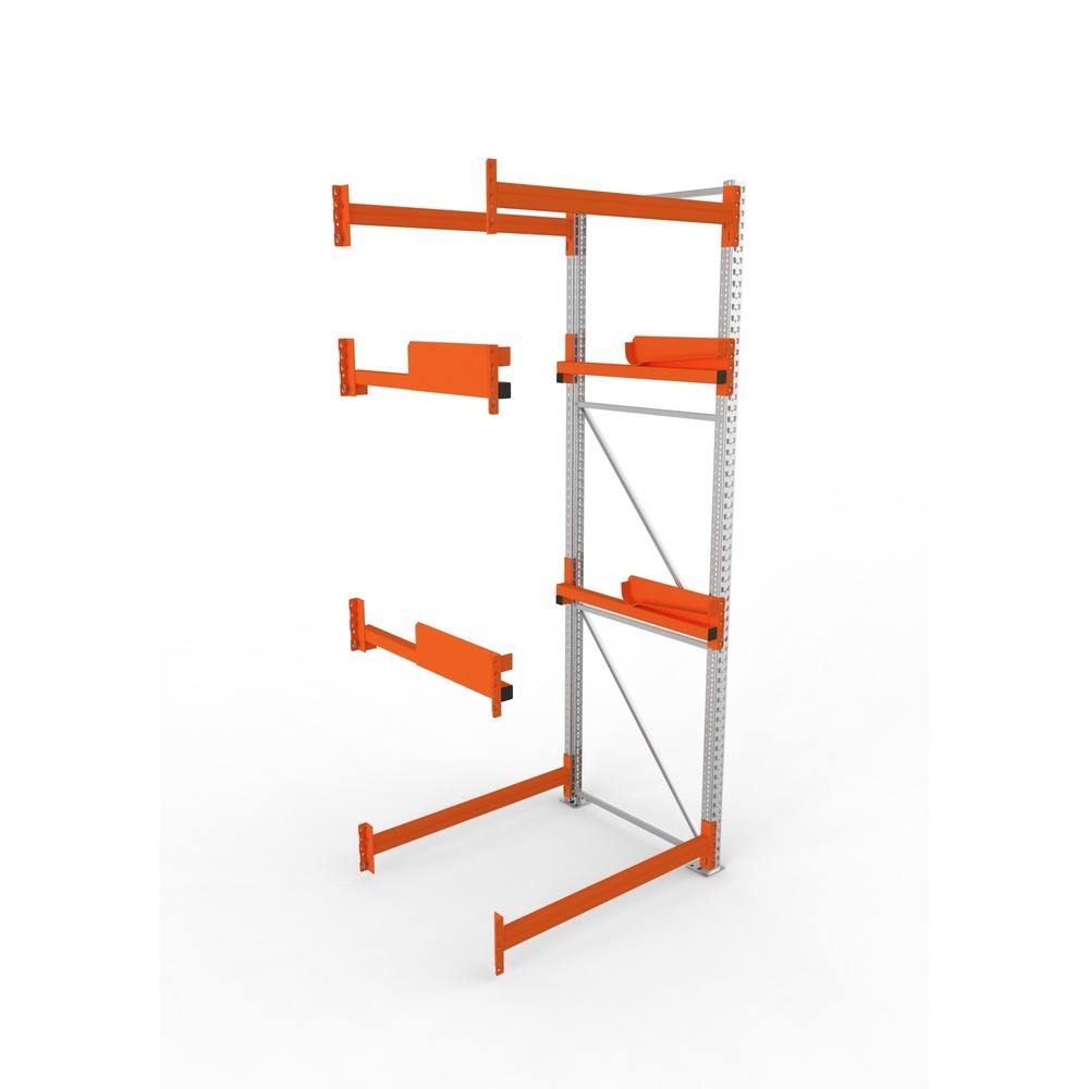 Produktabbildung Nr. 2: META MULTIPAL Kabeltrommelregal Typ 2, AF, HxBxT 3.300 x 1.300 x 1.100 mm, verzinkt, RAL 2001 rotorange, mit 2 Trommelaufnahmen, ohne Achsen, mit Kabeltrommelauflage