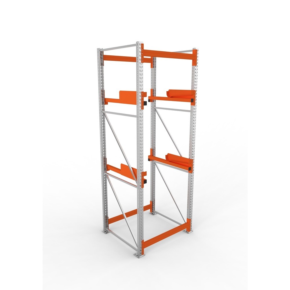 Produktabbildung Nr. 2: META MULTIPAL Kabeltrommelregal Typ 2, GF, HxBxT 3.300 x 1.100 x 1.100 mm, verzinkt, RAL 2001 rotorange, mit 2 Trommelaufnahmen, ohne Achsen, mit Kabeltrommelauflage