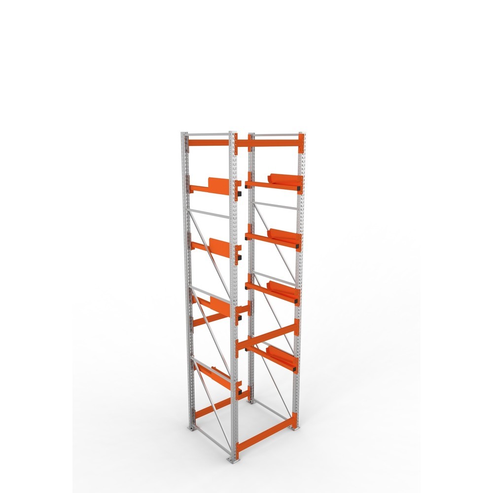 Produktabbildung Nr. 2: META MULTIPAL Kabeltrommelregal Typ 2, GF, HxBxT 4.400 x 1.100 x 1.100 mm, verzinkt, RAL 2001 rotorange, mit 4 Trommelaufnahmen, ohne Achsen, mit Kabeltrommelauflage