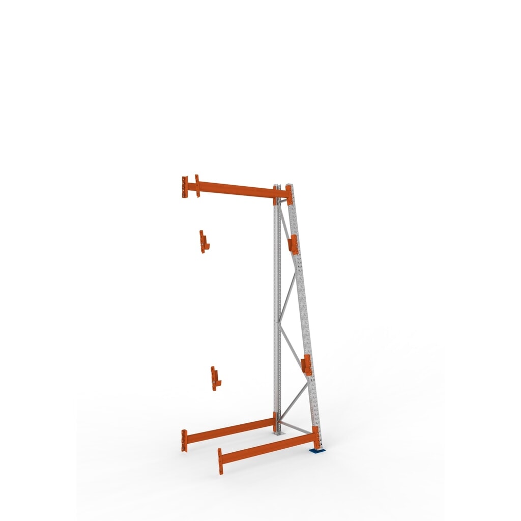 Produktabbildung: META MULTIPAL Kabeltrommelregal Typ 3, AF, HxBxT 3.300 x 1.300 x 900, komplett für 2 Achsen, verzinkt, RAL 2001 rotorange, A-Ständer