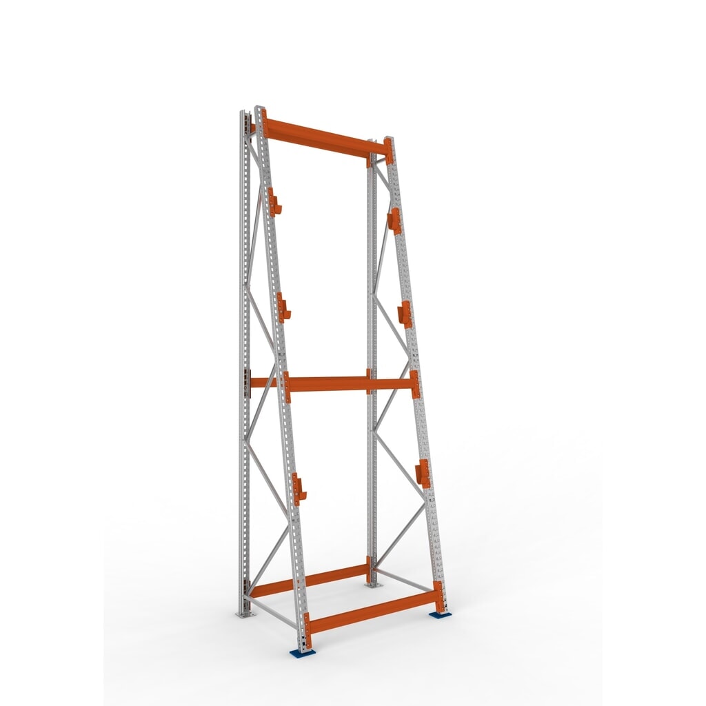 Produktabbildung: META MULTIPAL Kabeltrommelregal Typ 3, GF, HxBxT 4.400 x 1.300 x 1.100 mm, komplett für 3 Achsen, verzinkt, RAL 2001 rotorange, A-Ständer