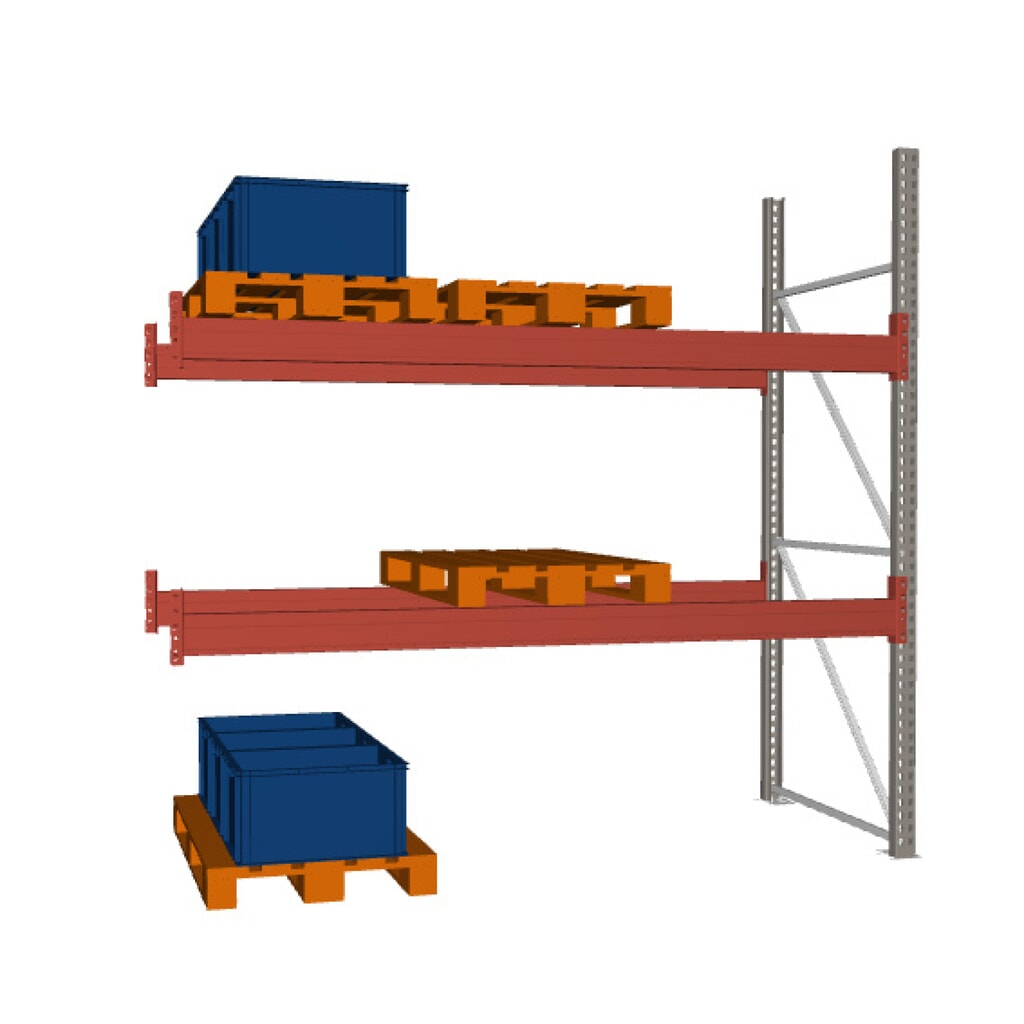 META MULTIPAL Palettenregal , Anbaufeld, Fachlast 3.750 kg, 9 Palettenplätze, 2,7 m Höhe Produktabbildung: META MULTIPAL Palettenregal , Anbaufeld, Fachlast 3.750 kg, 9 Palettenplätze, 2,7 m Höhe