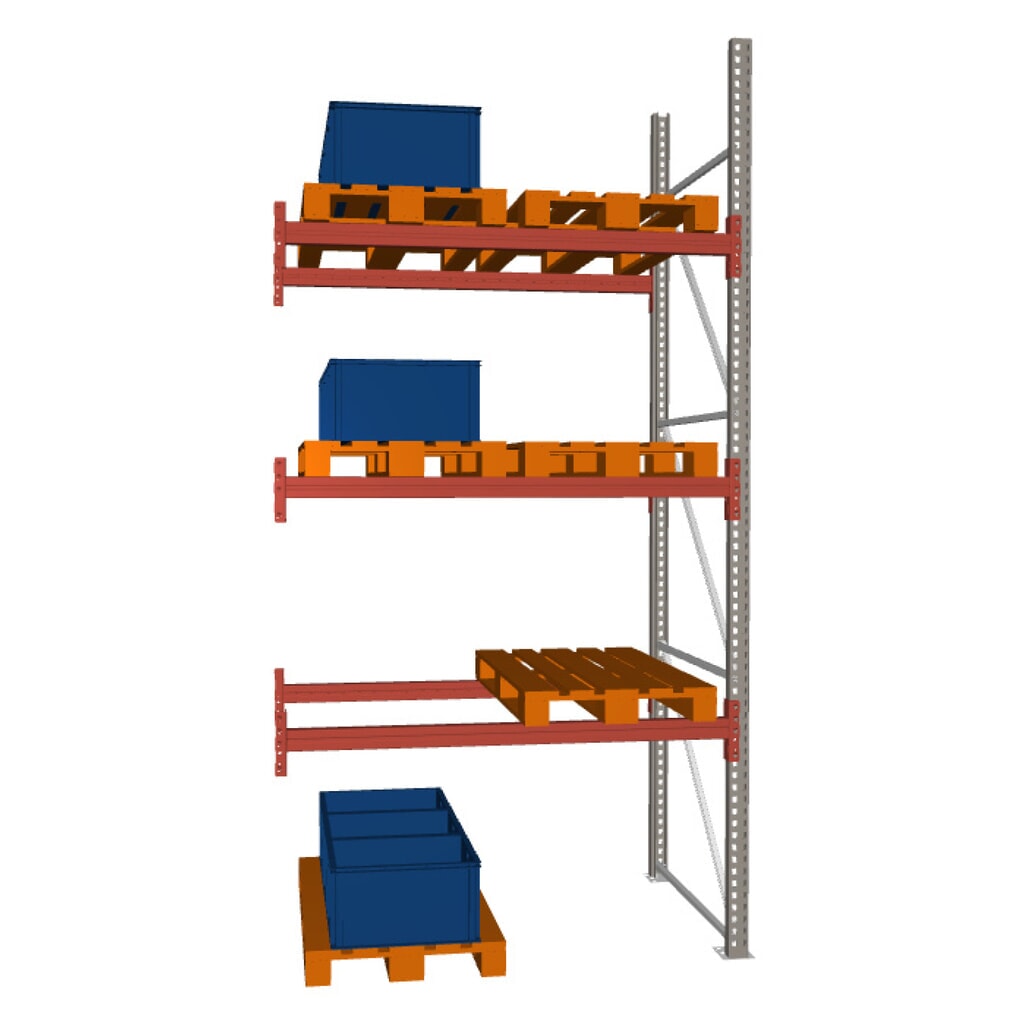 META MULTIPAL Palettenregal , Anbaufeld, Fachlast 2.000 kg, 8 Palettenplätze, 3,8 m Höhe Produktabbildung: META MULTIPAL Palettenregal , Anbaufeld, Fachlast 2.000 kg, 8 Palettenplätze, 3,8 m Höhe