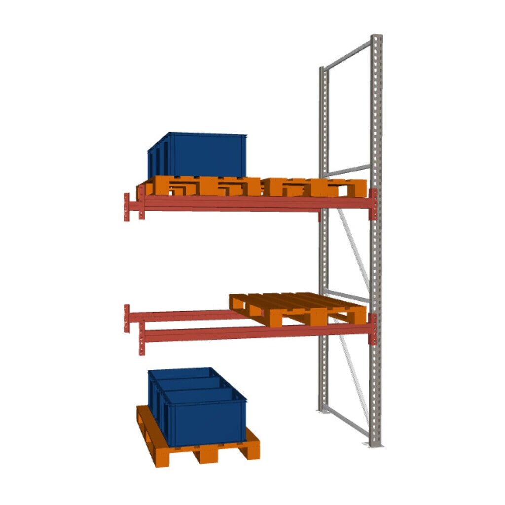META MULTIPAL Palettenregal , Anbaufeld, Fachlast 2.000 kg, 6 Palettenplätze, 3,3 m Höhe Produktabbildung: META MULTIPAL Palettenregal , Anbaufeld, Fachlast 2.000 kg, 6 Palettenplätze, 3,3 m Höhe