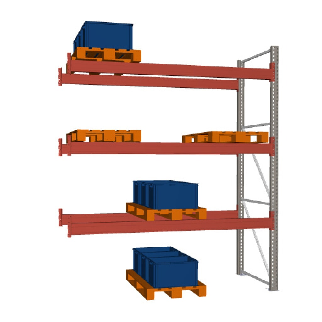 Produktabbildung: META MULTIPAL  Palettenregal , Anbaufeld, Fachlast 2.910 kg, 12 Palettenplätze, 3,8 m Höhe