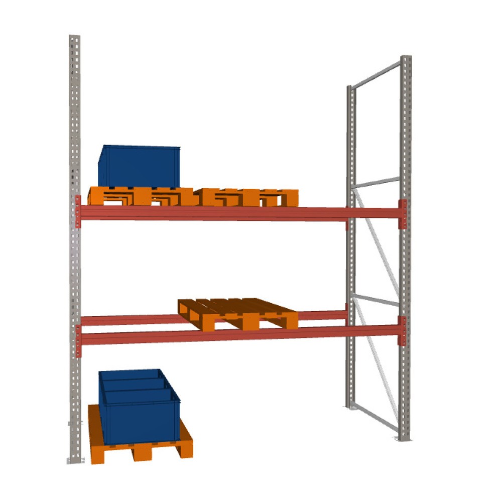 Produktabbildung: META MULTIPAL Palettenregal , Fachlast 1470 kg, 9 Palettenplätze, 3,3 m Höhe, 1 Feld