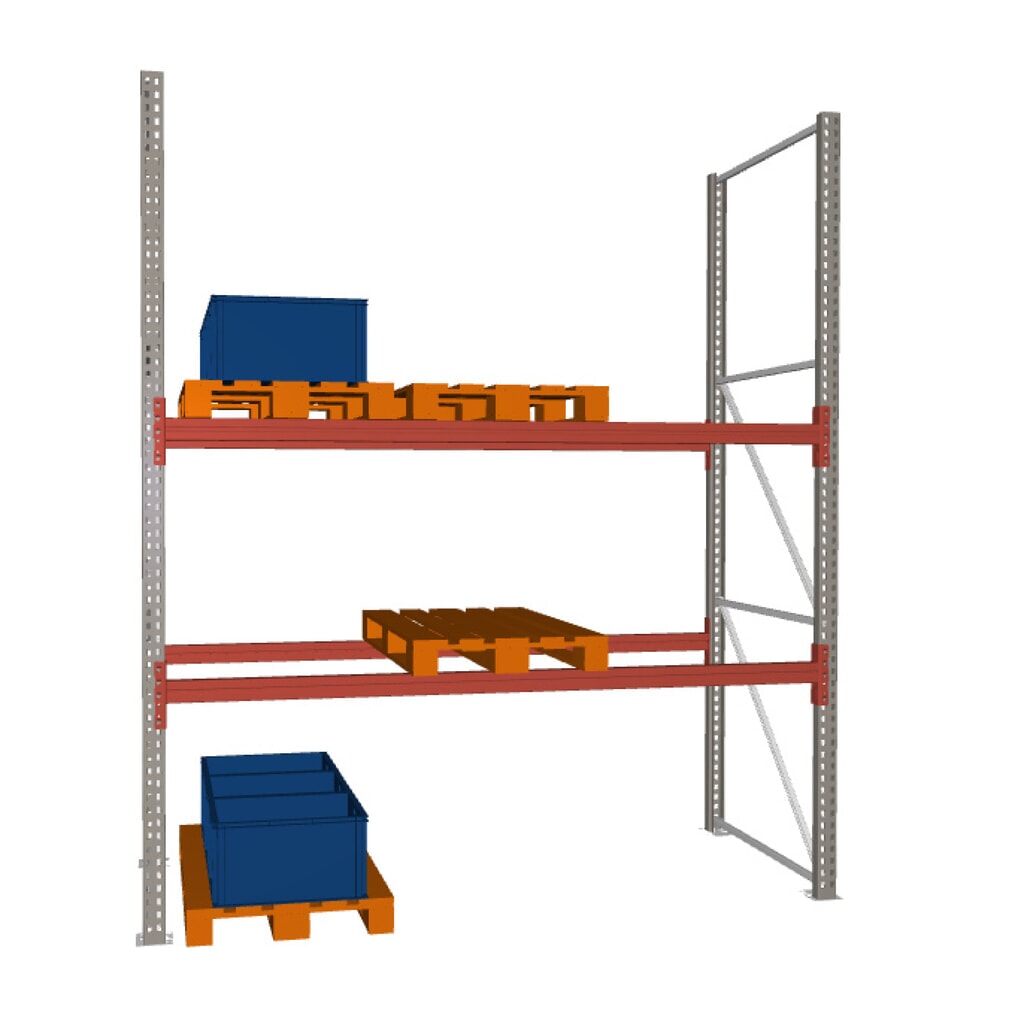 Produktabbildung: META MULTIPAL Palettenregal , Fachlast 1470 kg, 9 Palettenplätze, 3,3 m Höhe, 1 Feld