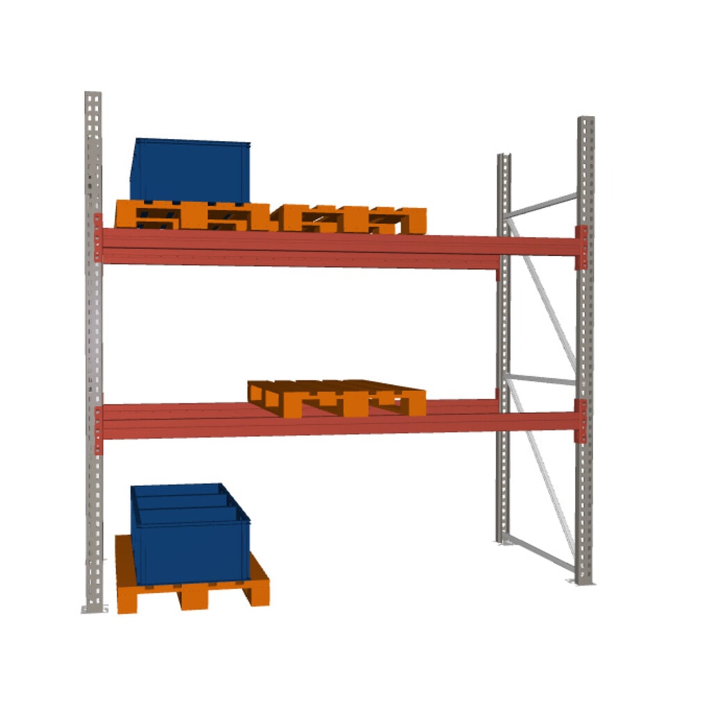 Produktabbildung: META MULTIPAL Palettenregal , Fachlast 2340 kg, 9 Palettenplätze, 2,7 m Höhe, 1 Feld