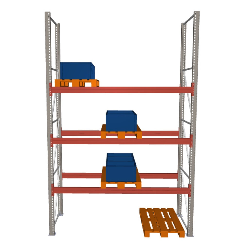 Produktabbildung: META MULTIPAL Palettenregal , Fachlast 2370 kg, 12 Palettenplätze, 4,4 m Höhe, 1 Feld