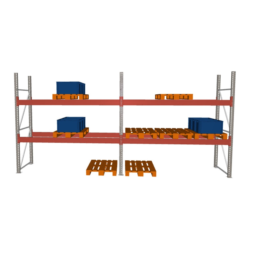 Produktabbildung: META MULTIPAL Palettenregal , Fachlast 2970 kg, 18 Palettenplätze, 2,7 m Höhe, 2 Felder