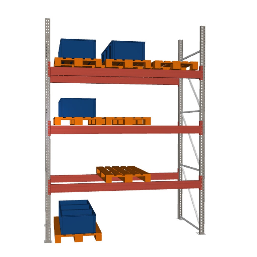 Produktabbildung: META MULTIPAL Palettenregal , Fachlast 3750 kg, 12 Palettenplätze, 3,8 m Höhe, 1 Feld